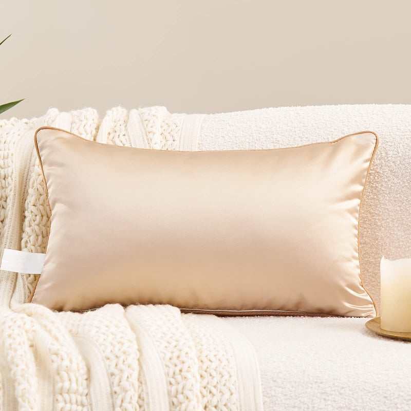 Avigers 12 x 20 Inch Rectangle Beige Gold Abstract Striped Embroidery Cushion Case Luxury Modern Throw Pillow Cover Decorative Pillow for Couch Living Room Bedroom Car - Image 2